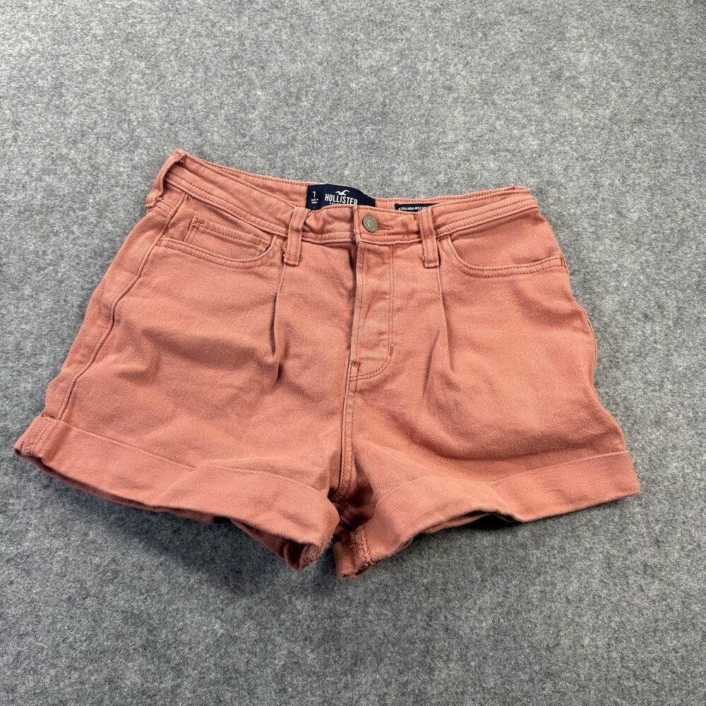 Hollister Ultra High-Rise Mom Shorts Womens 7 Pink Denim 3 Inseam Stretch
